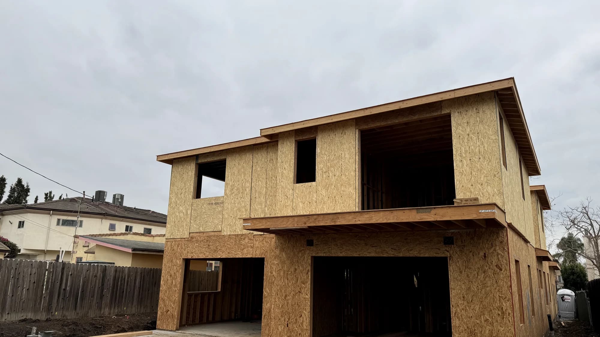 Two-storey home framed and sheathed by APW Builders